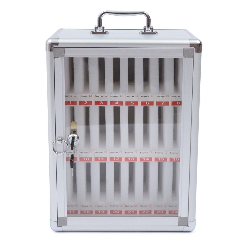 Wall Mount Cell Phone Storage Cabinet 24 Slots Pocket Chart Desktop Lockable
