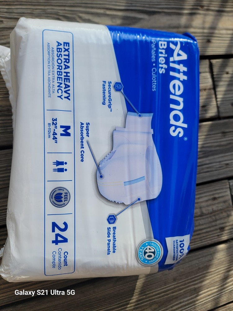 Attends briefs medium extra heavy absorbency 24 per pack