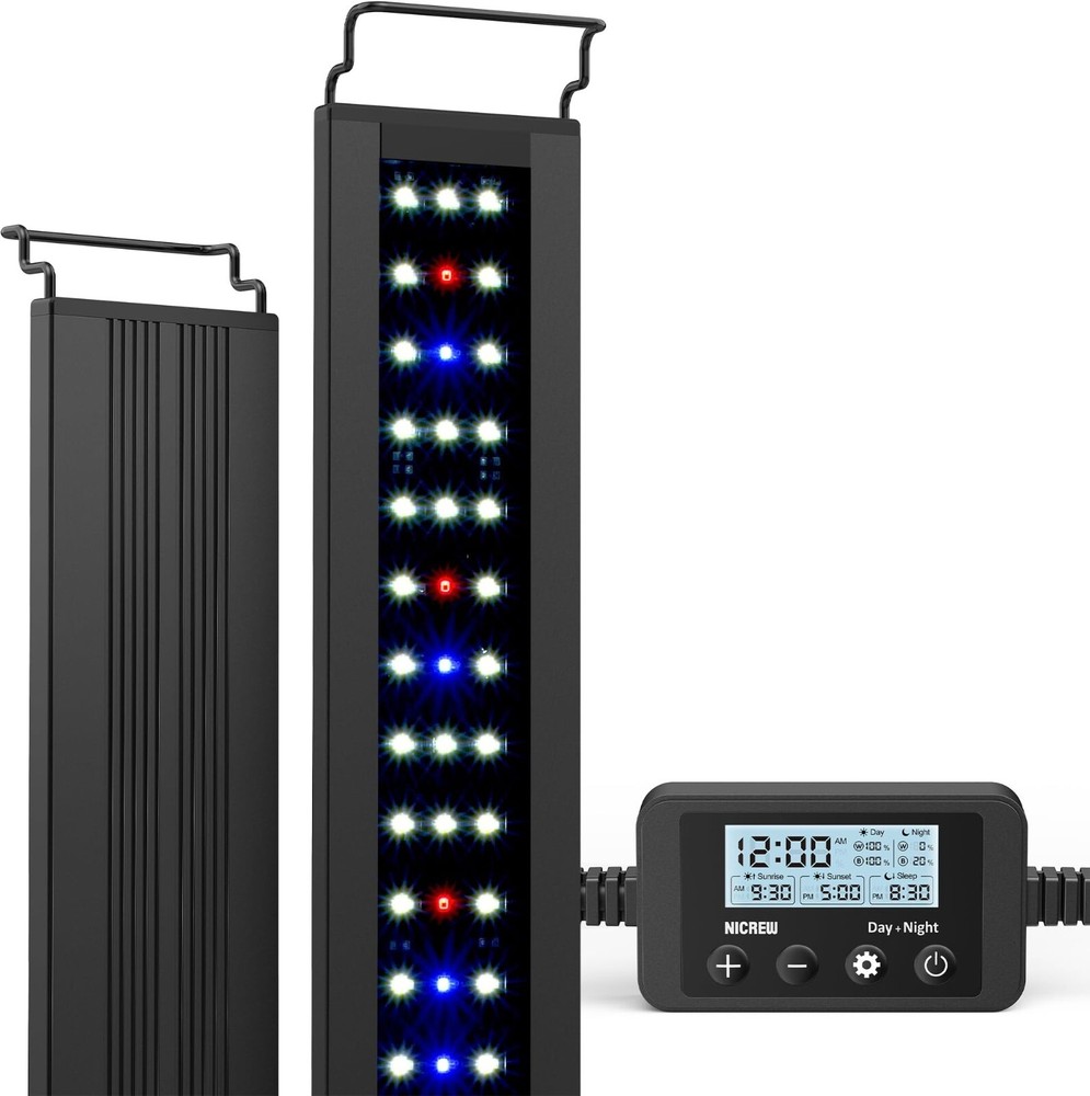 Aquarium LED Light 18"-24" Extendable Multicolor Day/Night Mode Dimmable, Timer