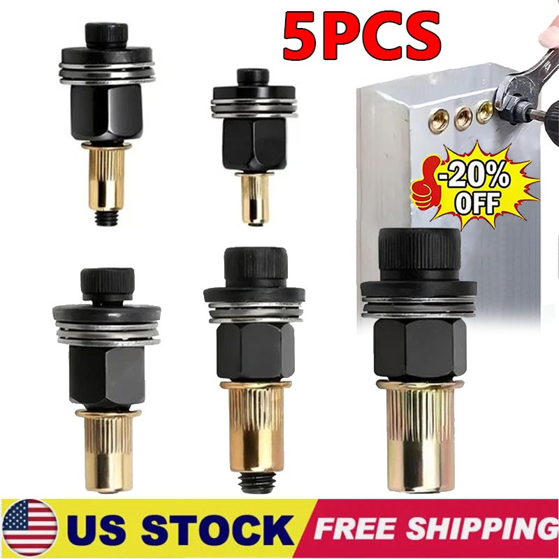 5Pcs Manual Rivet Nut Tool Adapter Carbon Steel Flat Head Threaded Insert Nuts
