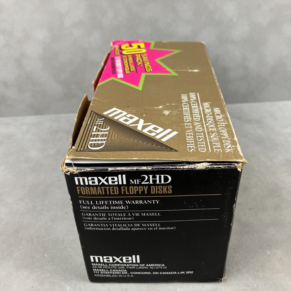 NEW Maxell MF2HD Macintosh Formatted Micro Floppy Disk Bulk 50 Pack