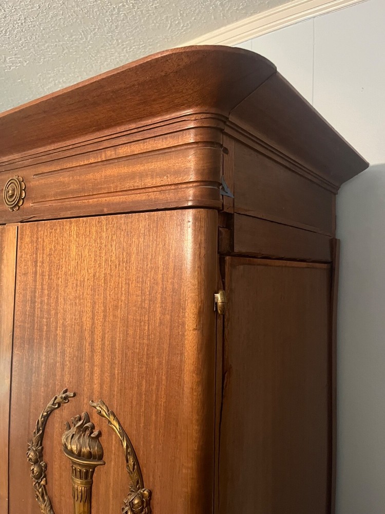 French provincial antique armoire and side table