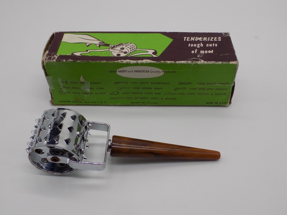 Hostess Meat Tenderizer Bakelite Handle Original Box Stainless Kitchen Gadget