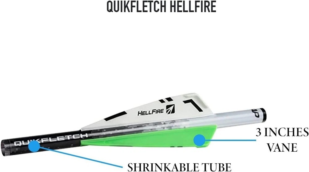 Quikfletch Hellfire Stabilizing Fletching - White/green, 3"