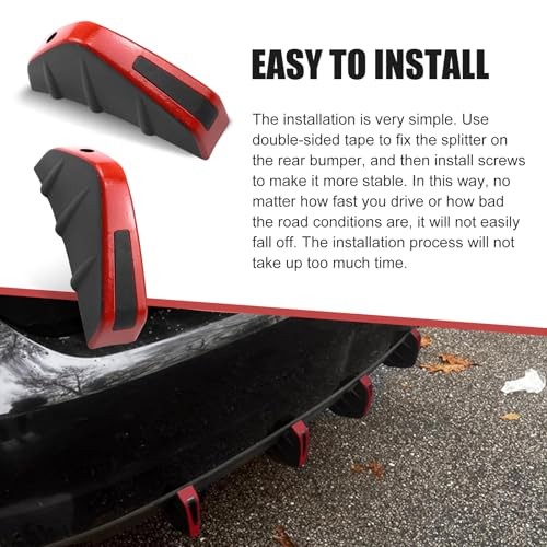 Car Lower Bumper Lip Diffuser, 4.9" x 2.5" Spoiler Fin 4 PCS Red & Black