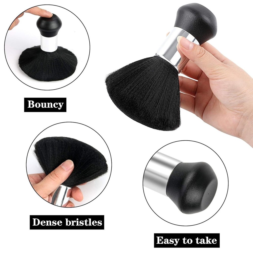 Adjustable Black Barber Cape with Duster Brush - Large, Lightweight & Durable