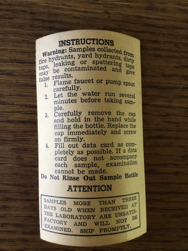 VINTAGE WATER TESTING SAMPLE COLLECTION KIT NEVER USED
