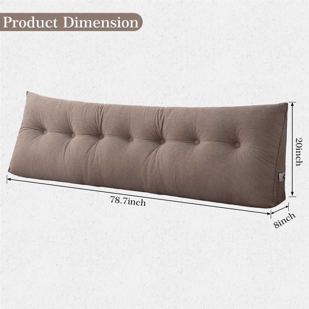 Headboard Wedge Pillow Corn Velvet Triangular Reading Backrest w/Removable Cover