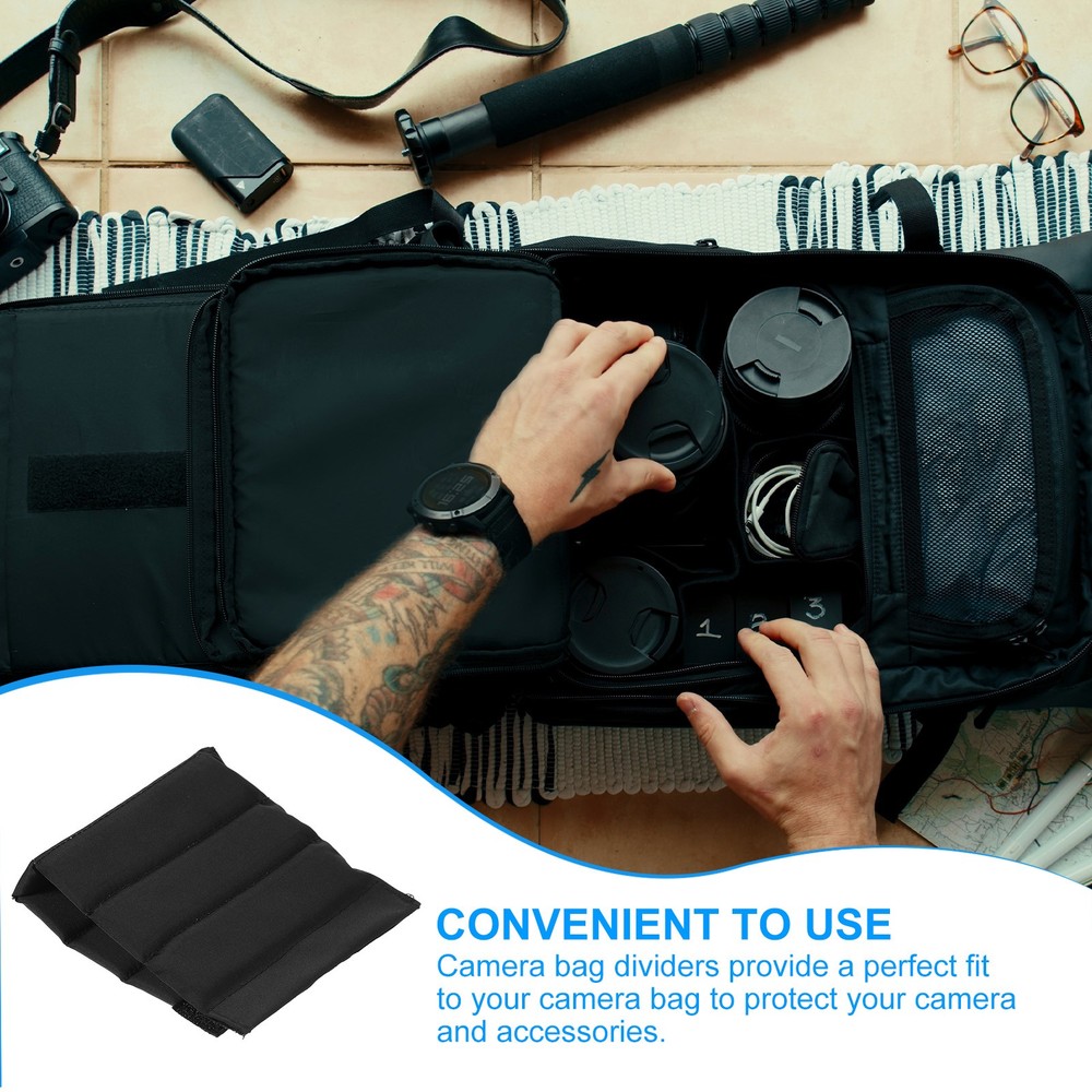 Camera Bag Divider, 2Pcs 8.66"x4.72"x0.31" Shockproof Separator, Black