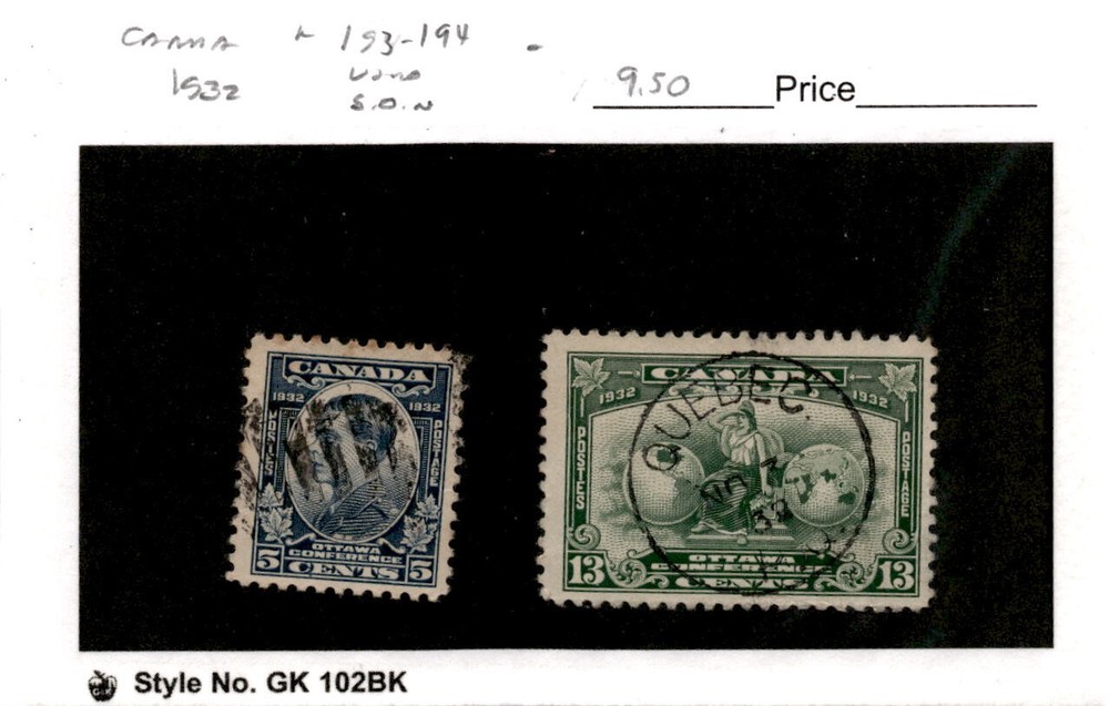 Canada, Postage Stamp, #193-194 Used, 1932 Prince Edward (AG)