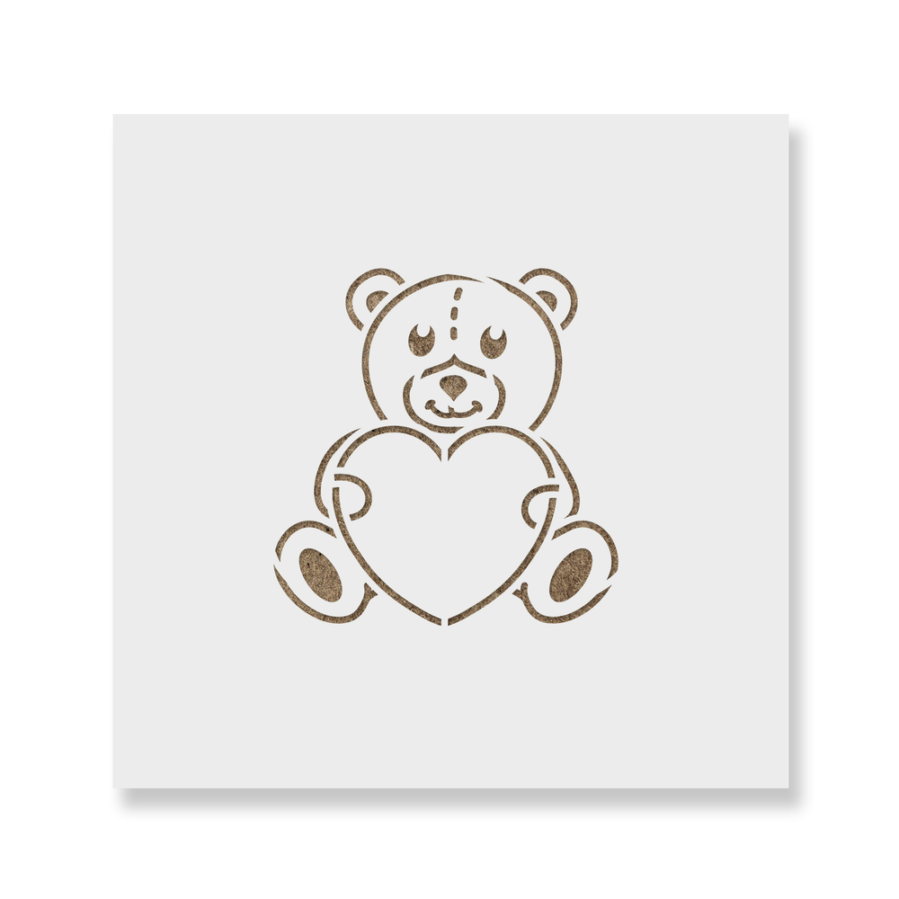 Heart Teddy Bear Cookie Stencil - Durable & Reusable Mylar Stencils