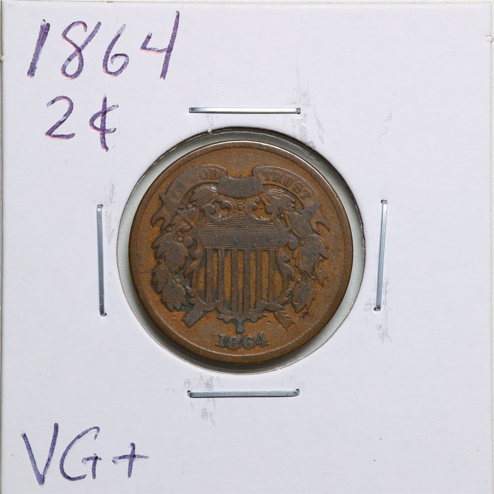 1864 2C Two Cent Piece in VG+ Condition #2888