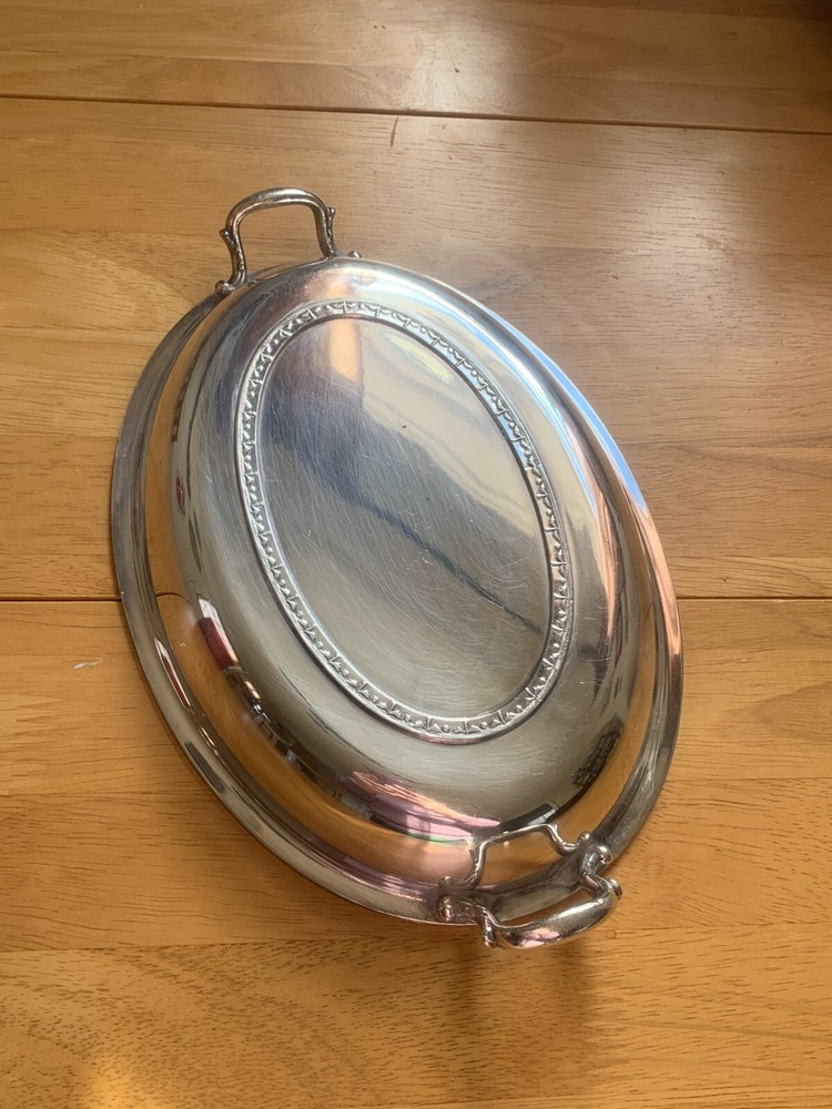 Vintage silver plate serving dish w/ handles