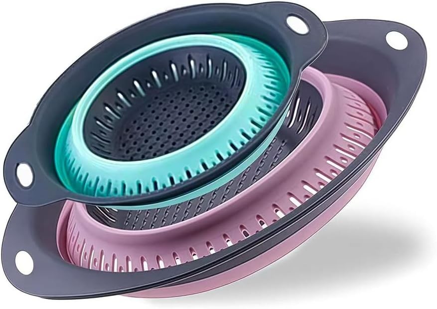 Collapsible Colander Set Square Round Triangles Silicone Kitchen Strainer