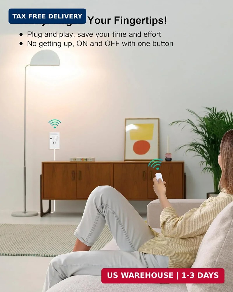 Remote Control Outlet, 200FT Long Range Wireless Light Switch, Mini Electrical O