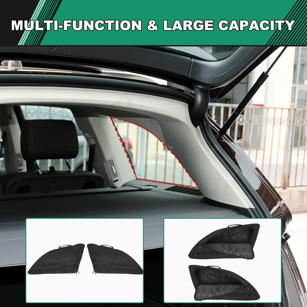 2PCS Black Tailgate Window Package Bag For Audi Q7 2006-2015