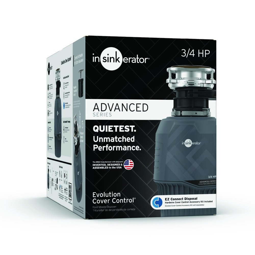 InSinkErator Evolution Cover Control 3/4 HP Garbage Disposal, Advanced Series EZ