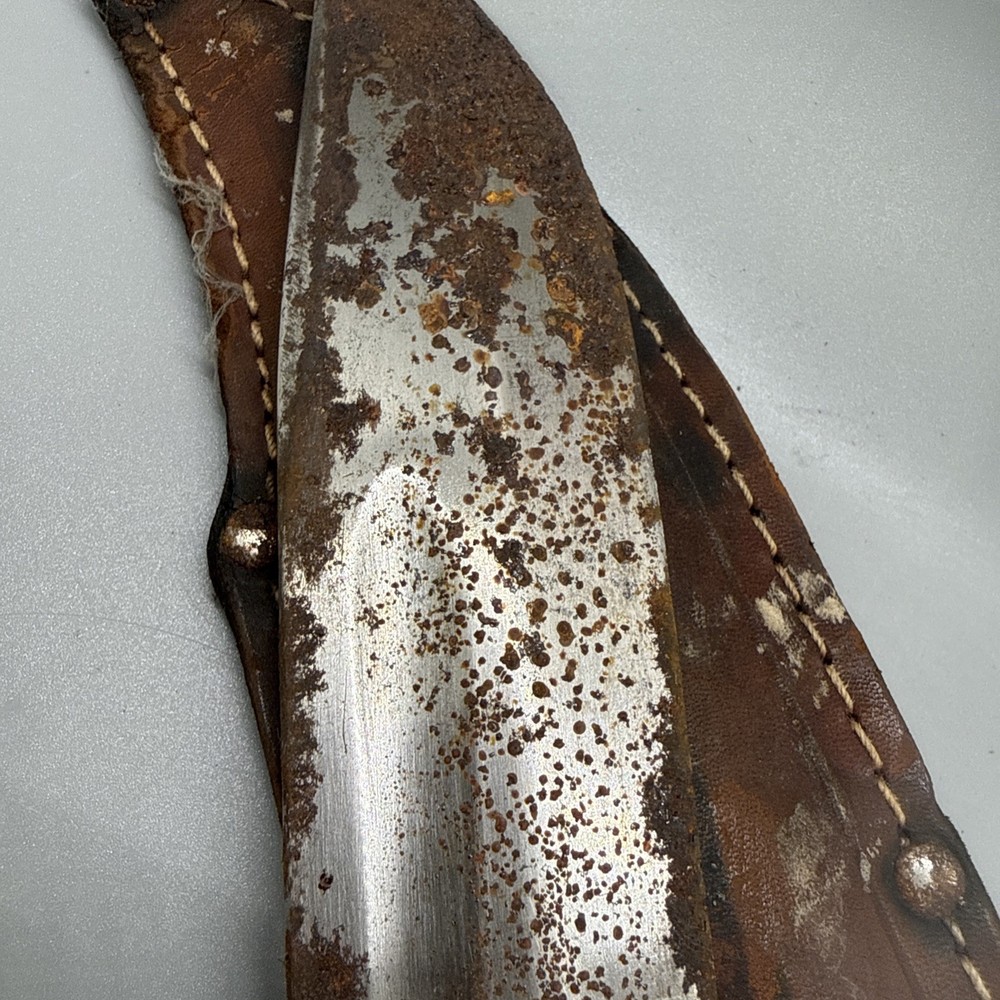 Vintage UNSCO Solingen Germany Stag Handle fixed blade knife 7“ blade Holder