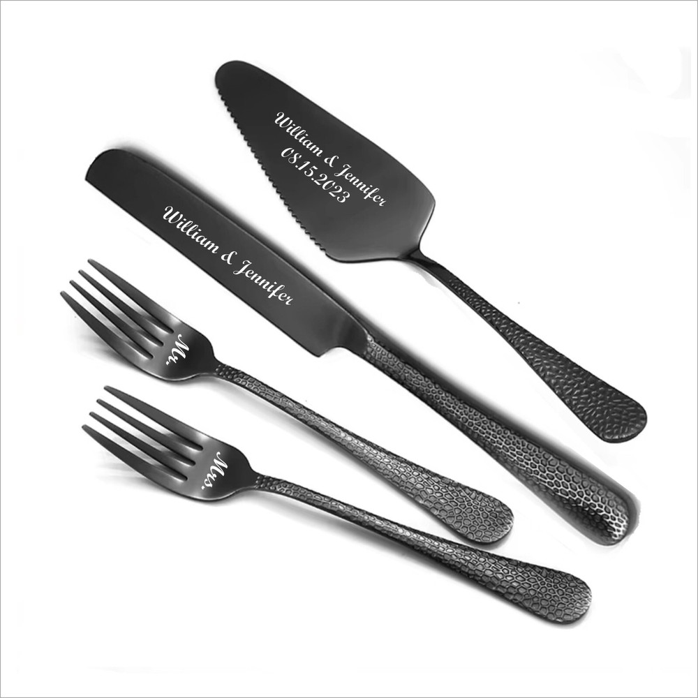 Personalized Wedding Cake Cutting Set Server Knife&Forks Anniversary Cake Knife