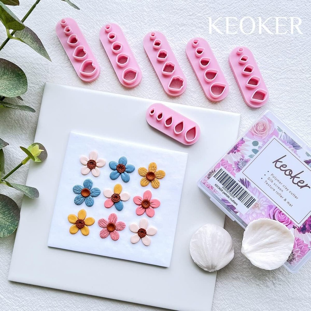 Keoker Flower Petal Clay Cutters - Petals for Basic A