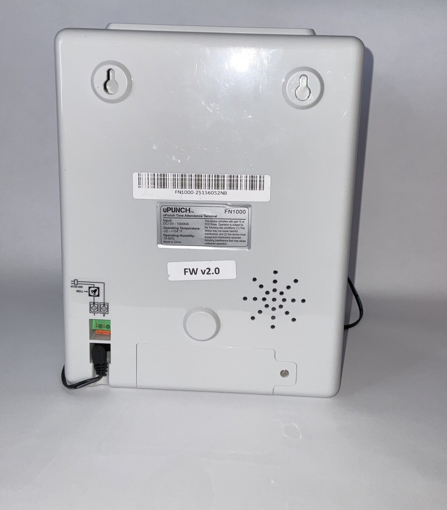 uPunch Time Clock FN1000, No Key, Only Time Clock & Adapter - Punch Clock
