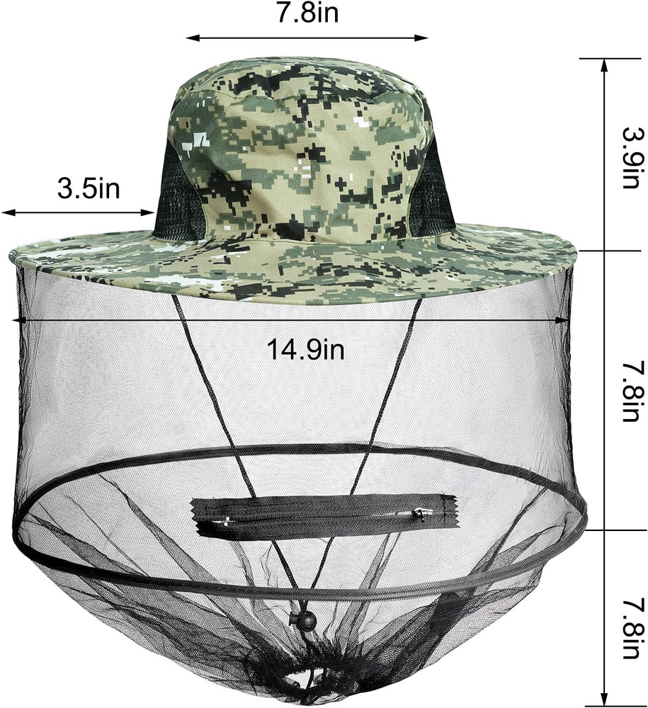 2 Pack Mosquito Head Net Hat Sun Hat Garden Bug Hat with Hidden Net Mesh for Out