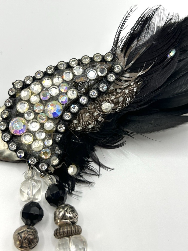 Unique Handcrafted Beaded Bird Brooch Pin 7”