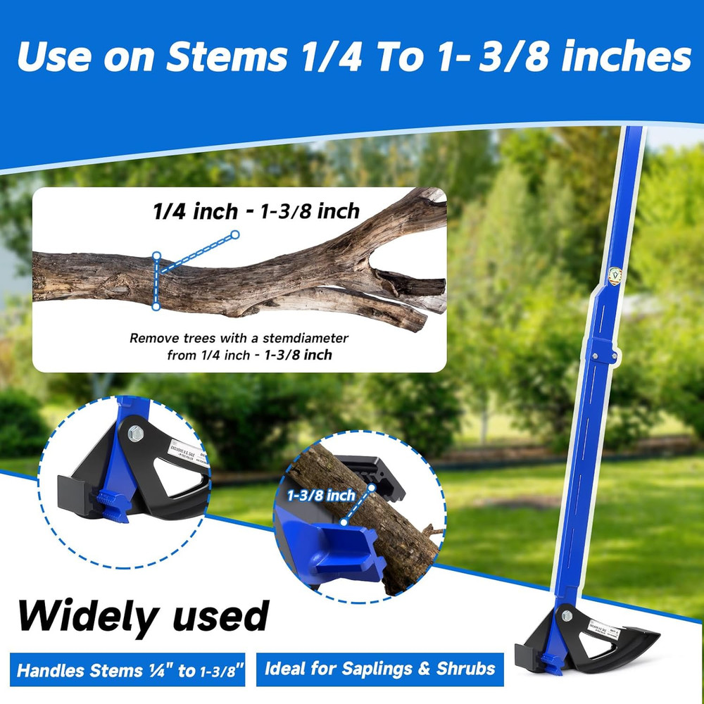 Sapling Puller Tool - Heavy Duty Tree Root Puller for ¼ to 1-3/8" Woody Stems |