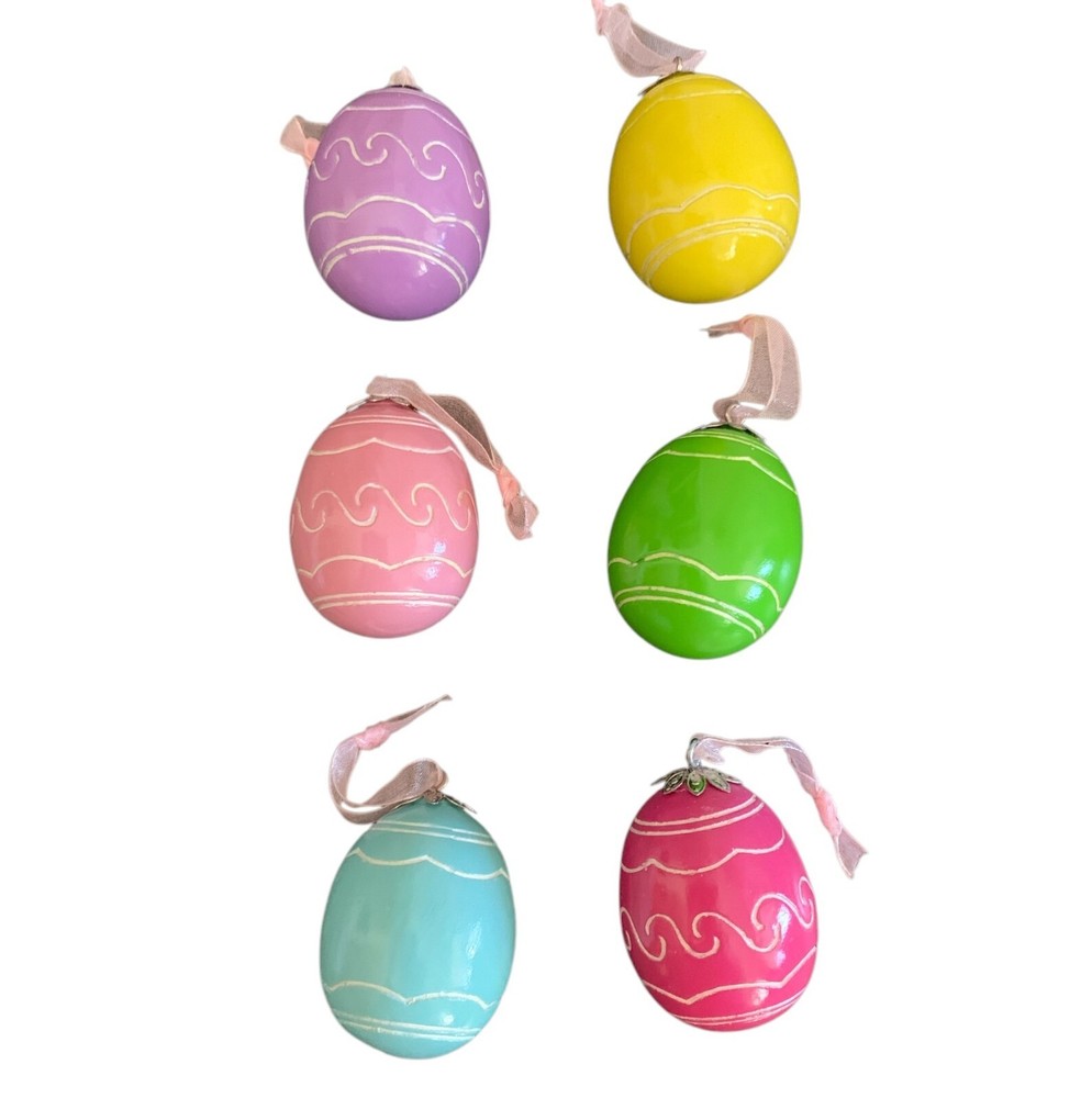 Avon Easter Hanging Egg Ornaments Pack of 6 Pastel Easter Egg Decorations New