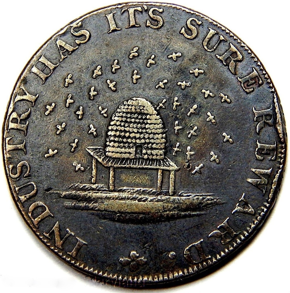 1795 Druid Great Britain Beehive Colonial Halfpenny!