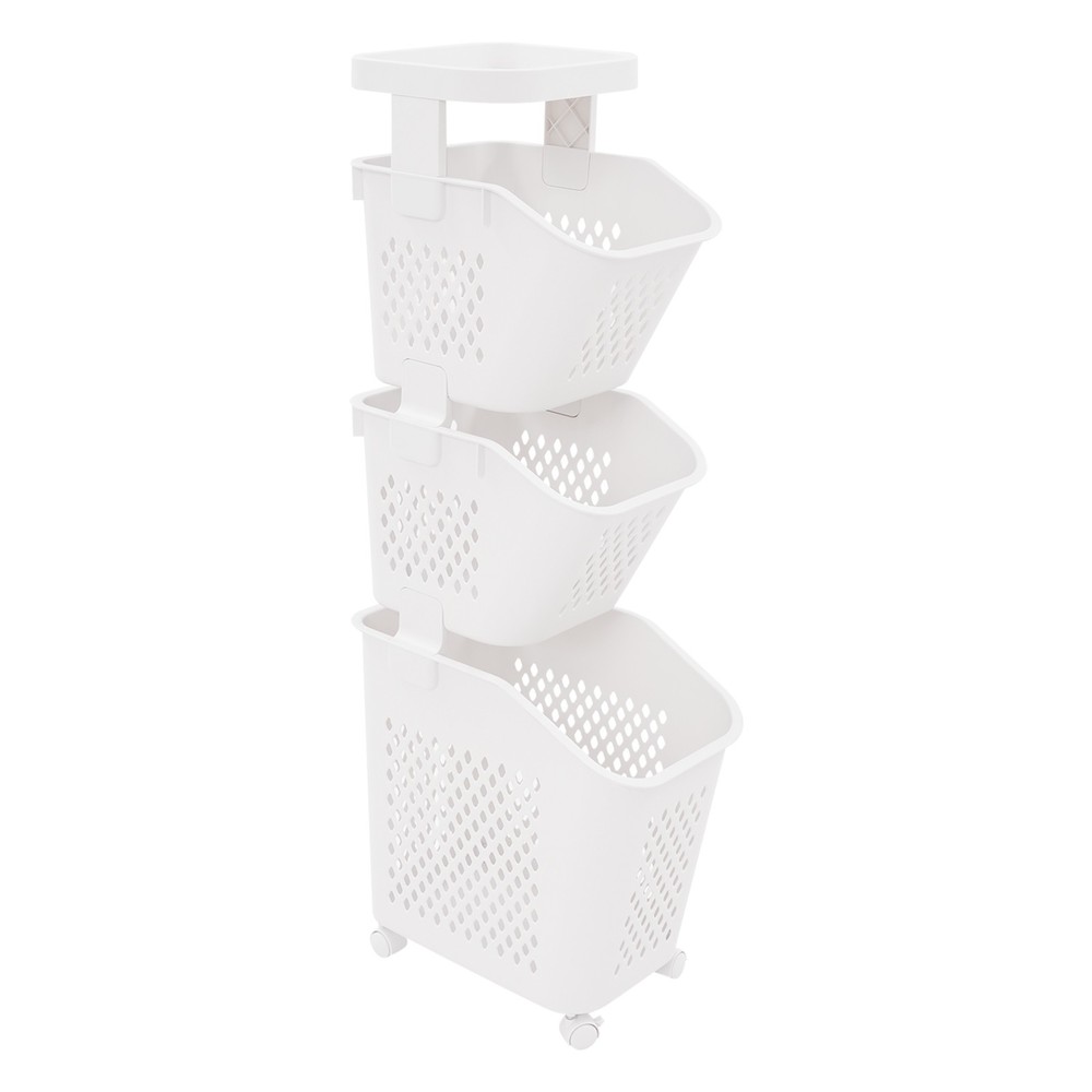 Rolling Laundry Baskets 3 Tiers Laundry Basket with Wheels Modern Laundry Hamper