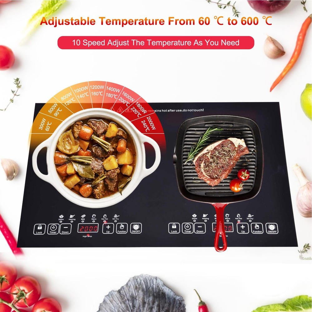 Electric Ceramic Cooker 2 Burner Cooktop 2000W+2000W Touch Control Cooktop---