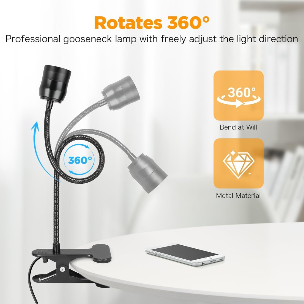 Zoomable Clip On Lamp Dimmable Spotlight for Dorm Bed Headboard Working