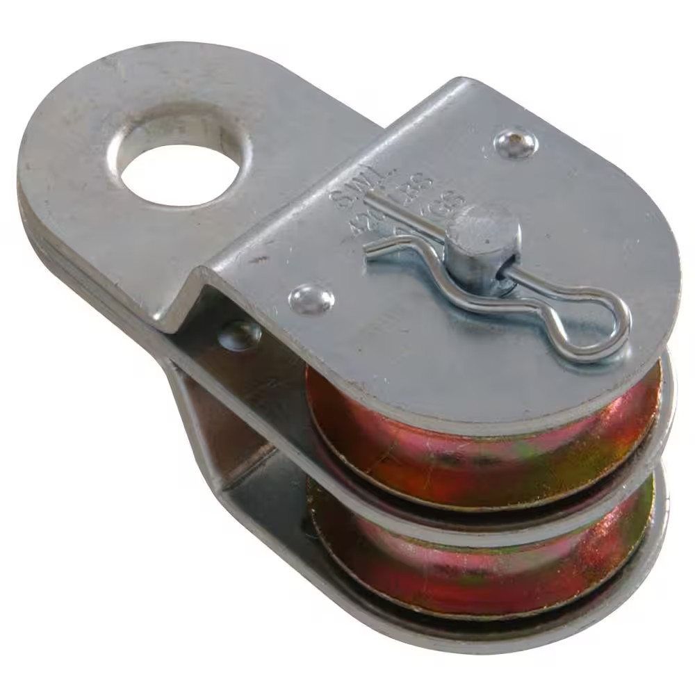 1-1/2 In. Double Sheave Heavy Duty Pulley with Fixed Eye (2-Pack)
