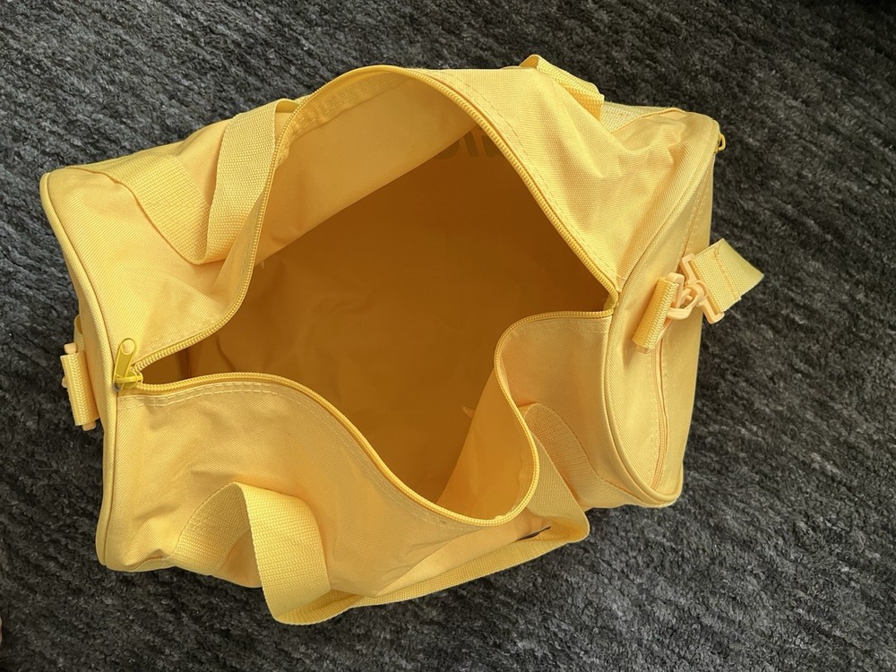 Glossier Yellow Medium Duffle Gym Bag Zip Closure Adjustable Strap Polyester
