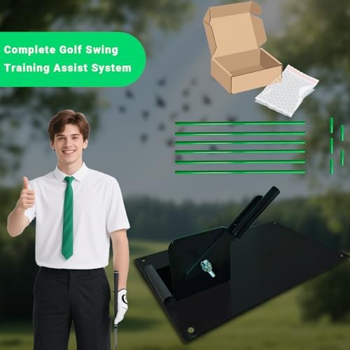 Golf Alignment Sticks System with Holder Angle Plate, Golf Trainer Aid