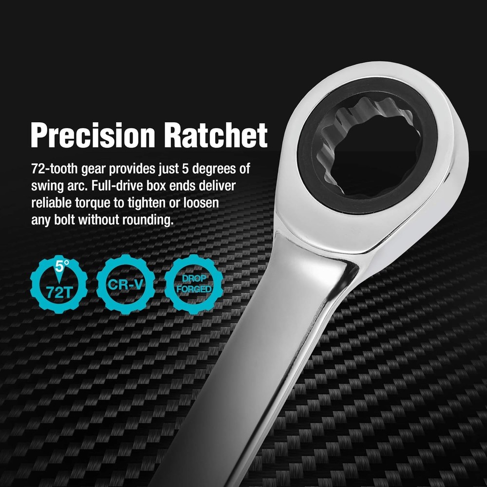 DURATECH Extra Long Ratcheting Wrench Set, Double Box End Wrench Set