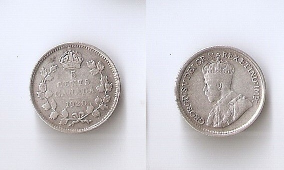 Canada 5 cents 1920 George V