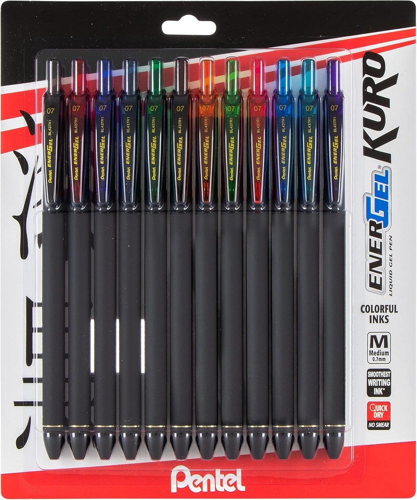 Enerl Kuro Liquid l Pen,Medium line, Assorted Ink