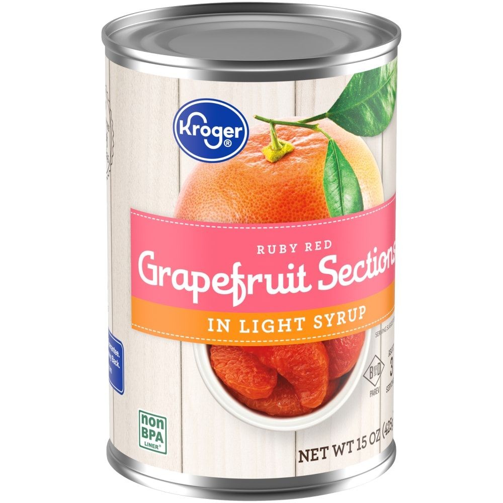 Kroger Canned Ruby Red Grapefruit Sections in Light Syrup 15 oz - Pack of 3