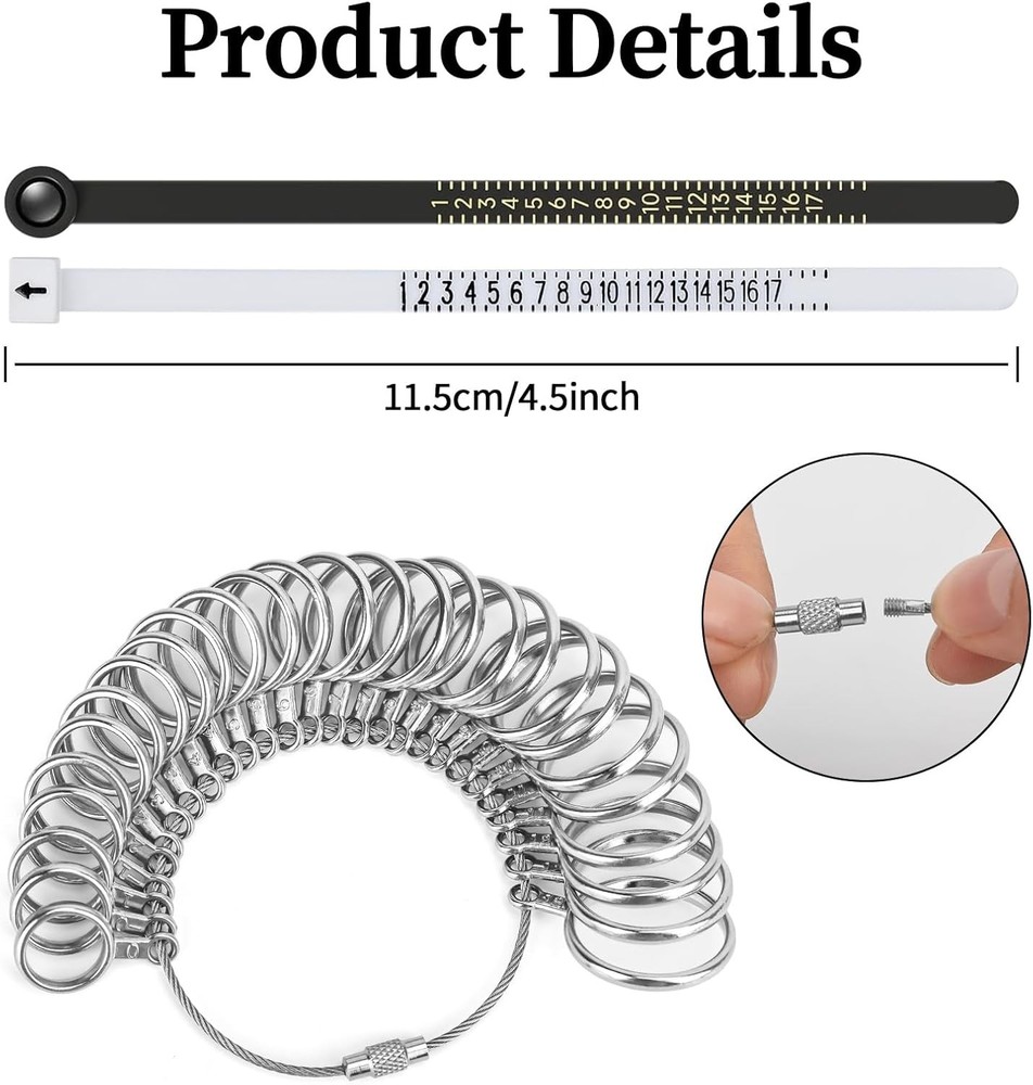 Auckyeer Ring Sizer Measuring Tool 27 Pcs, Ring Sizing Kit 0-13 with Half Size,