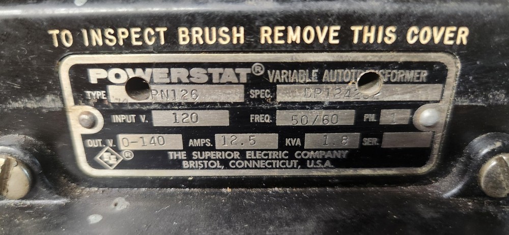Superior Electric Powerstat 3PN126 Variable Transformer