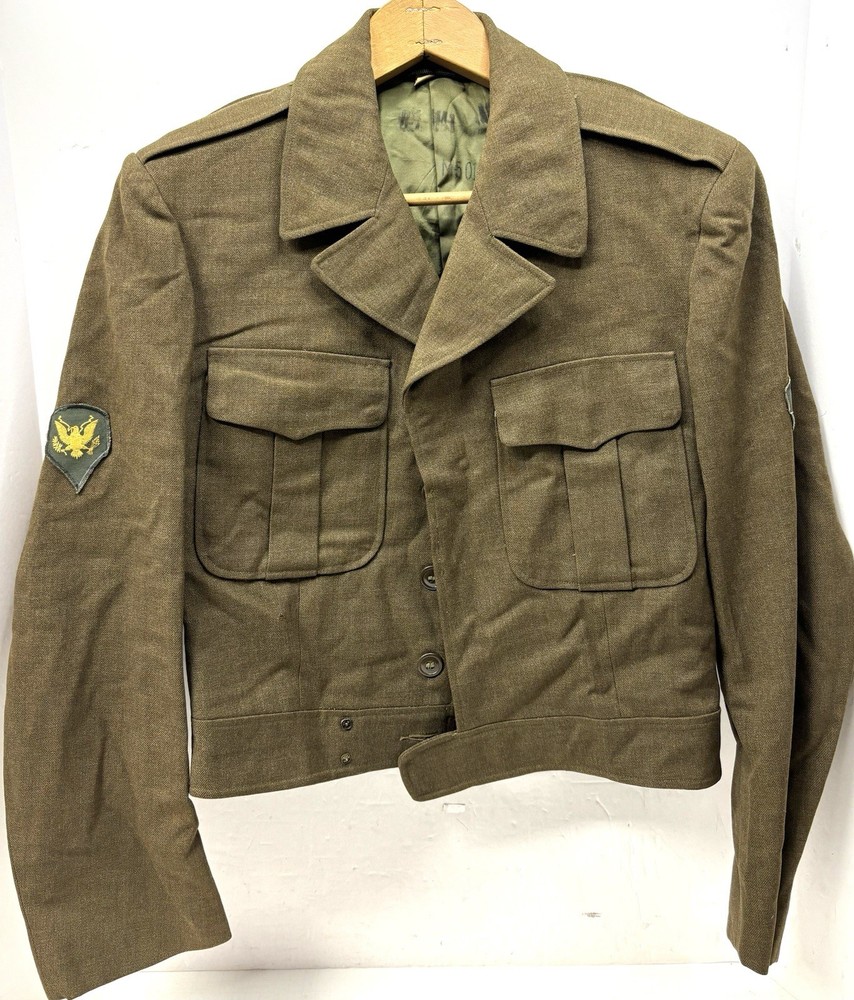 Vintage 1953 US Army M-1950 Wool Ike Jacket Spec E-4 Korean War Era Size 38R