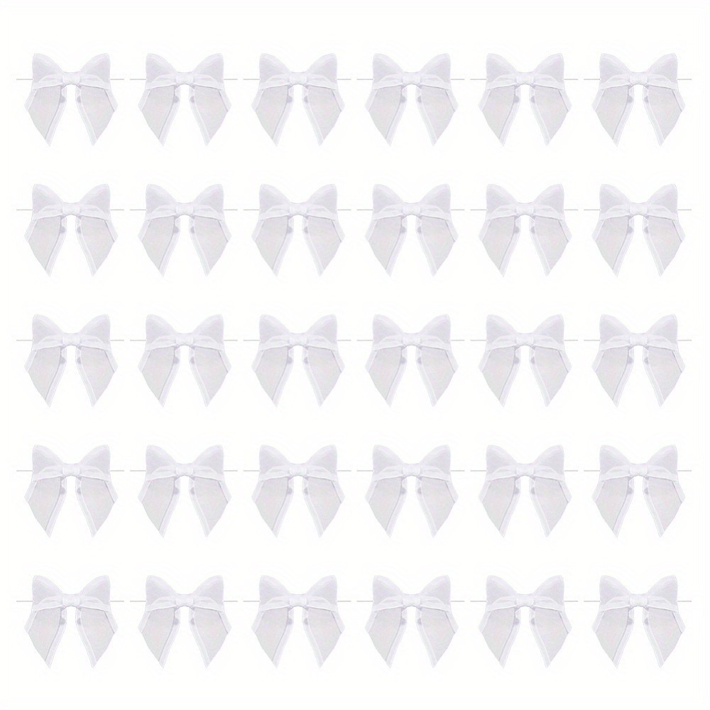 30pcs Polyester Packaging Ribbon Bowknot with Iron Wire Twist Ties for Gift Wrap
