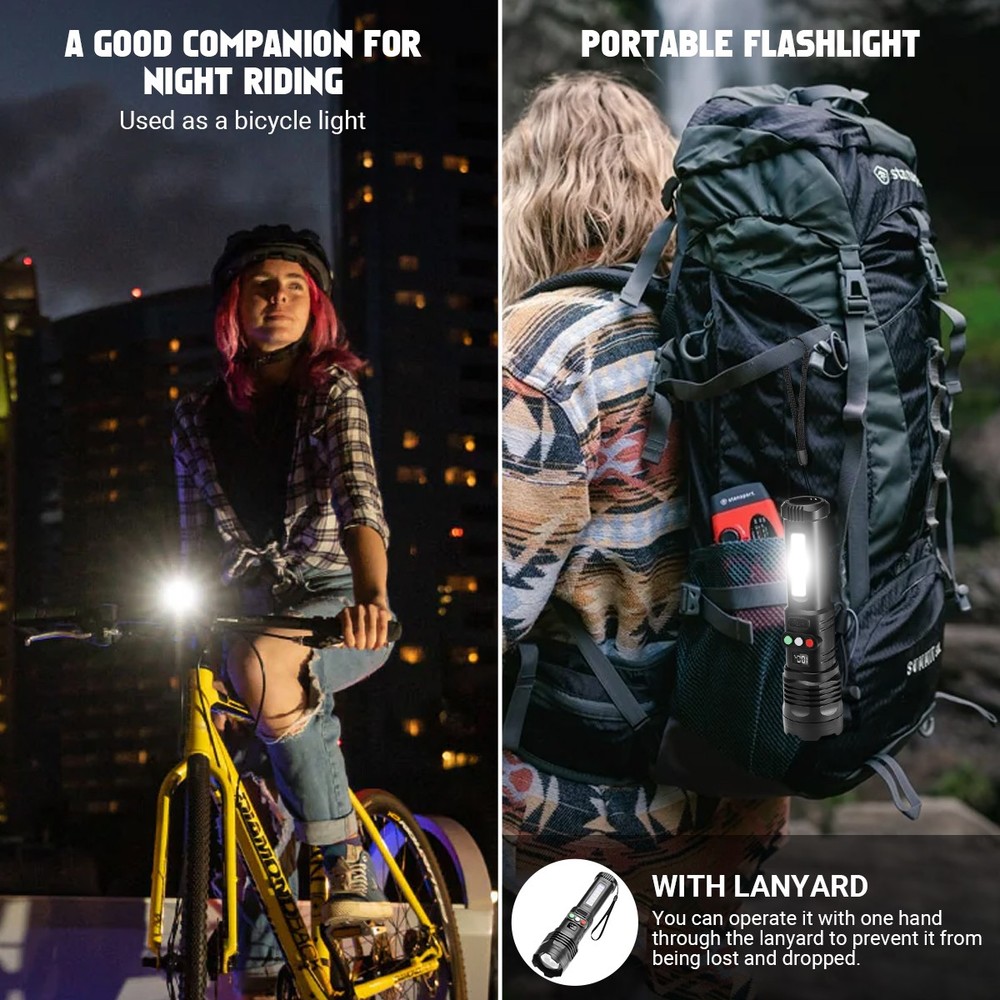 Super Bright 1000 Lumen 3-COLOR LED Flashlight Rechargeable Tactical Work Light