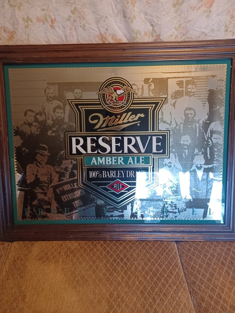 Miller Amber ale reserve decorative mirror, 32"×24"