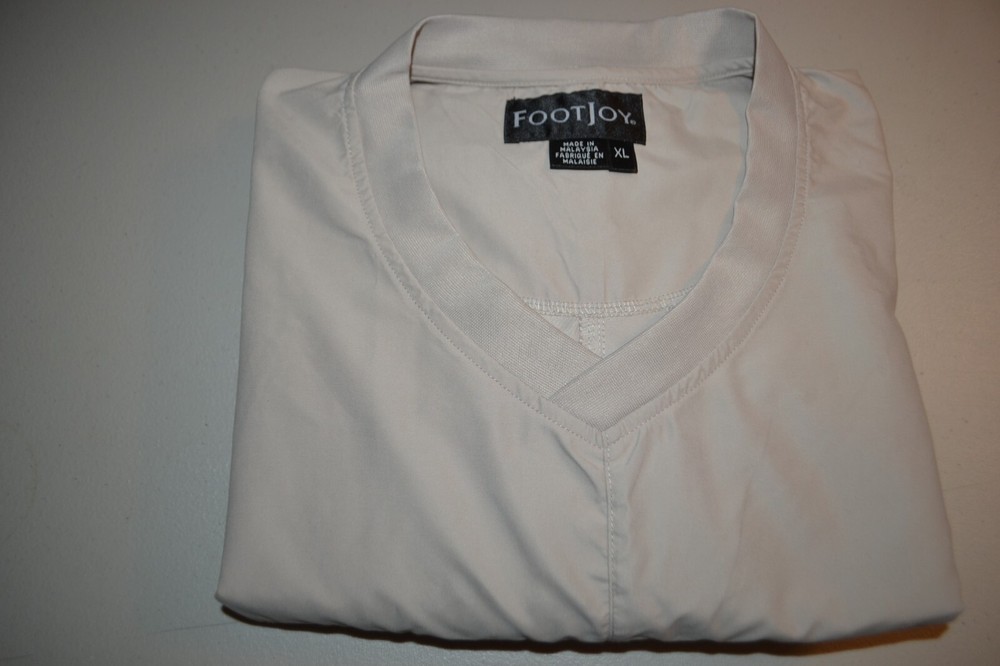 Footjoy Men Beige Polyester Pullover Golf Metacomet Fleeve Size XL