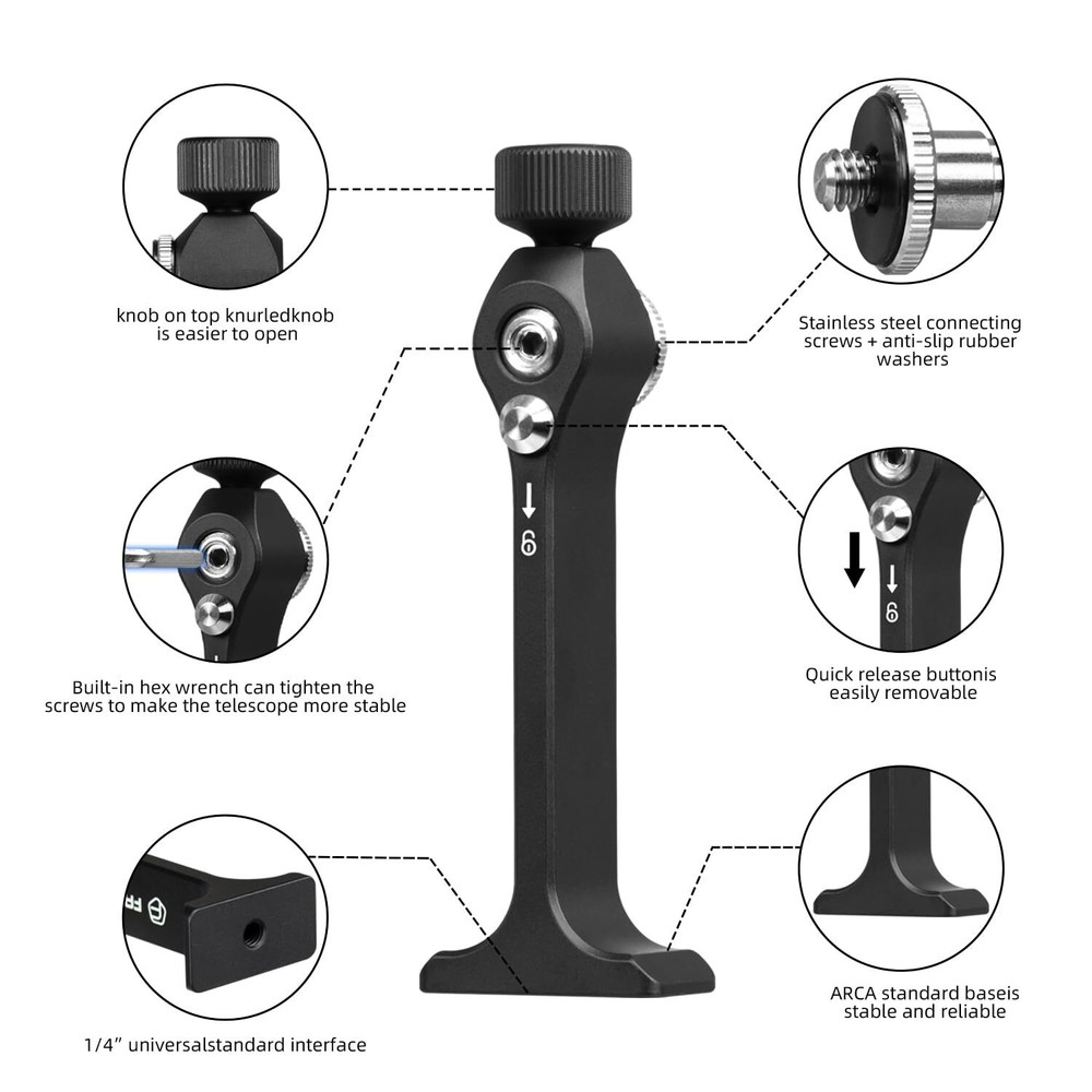 Binocular Tripod Adapter Binocular Mount 1/4 Inch Threading Mount Aluminium s...