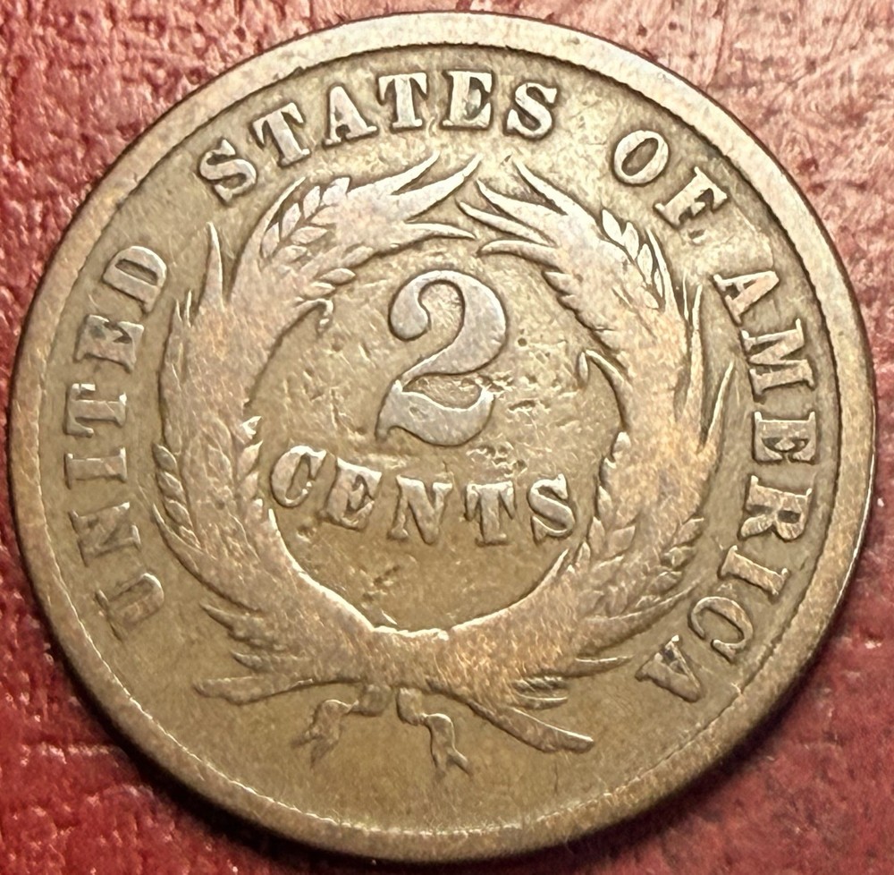 1868 Two Cent Piece. Better Grade. Free Shipping