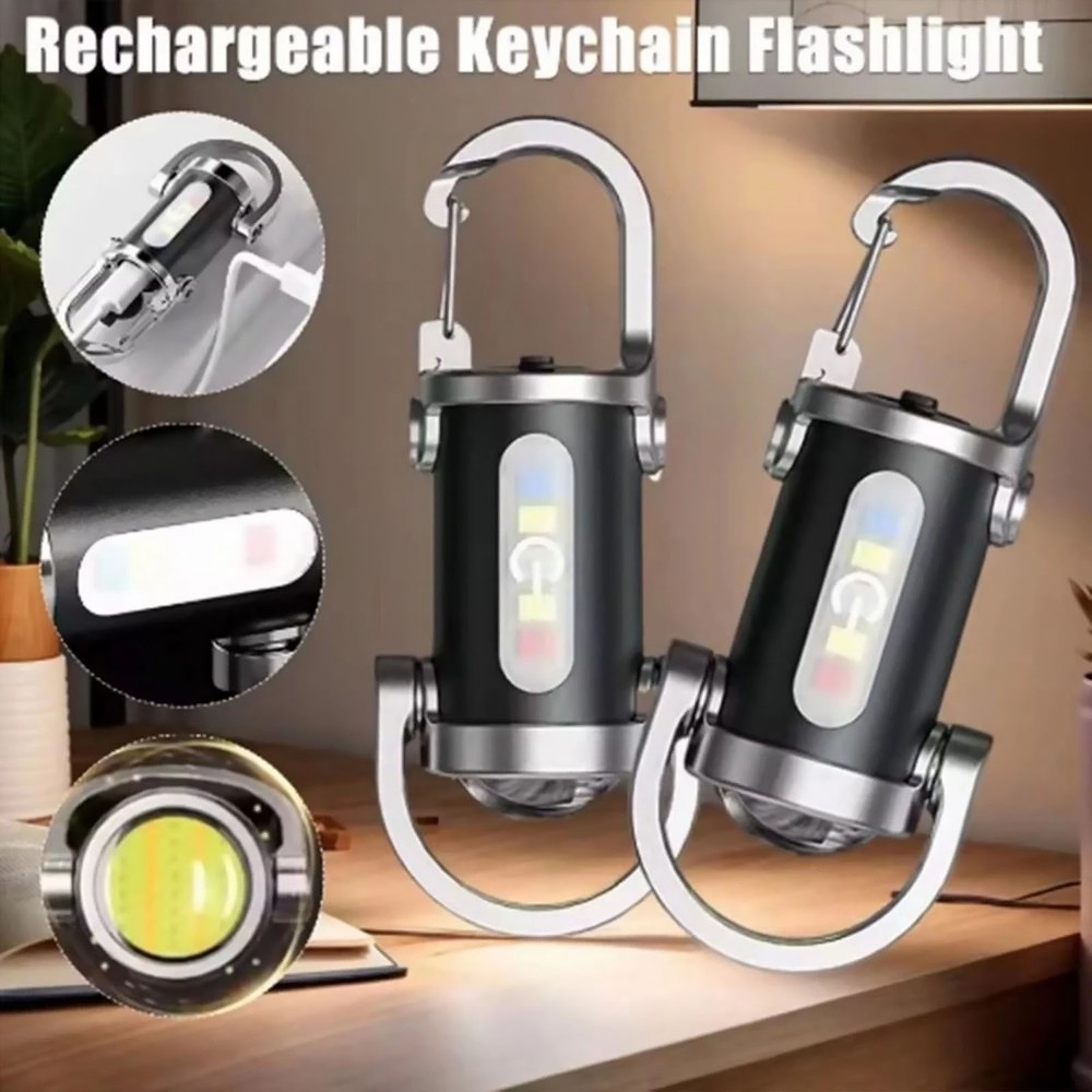 Rechargeable Keychain Flashlight Mini, Compact Light for Night Work, Camping